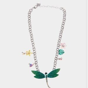 💚🔹️Betsey Johnson🔹️ Garden Glam Dragonfly Garden Charm Frontal Necklace